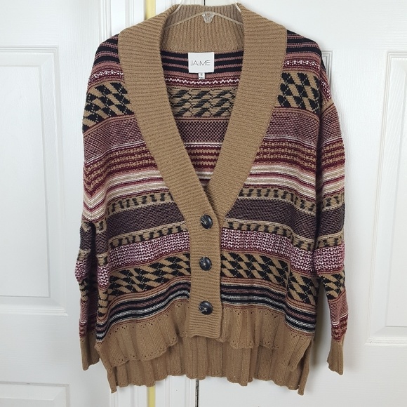 Jaime Stripes Boho Button Cardigan Sweater XL - Picture 1 of 7